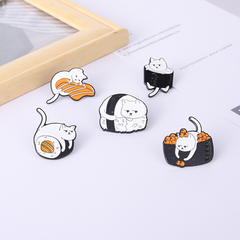 Pins cài quần - trâm cài áo hình dạng mèo con shushi,   phụ kiện thời trang tạo nét riêng độc đáo lạ mắt.