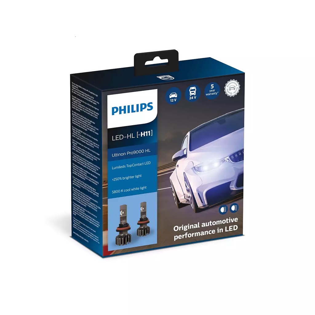 Đèn pha Philips Ultinon LED Pro9000 Chân H4-H7-H11-HB3/4-HIR2-HS1-13,2V/18W