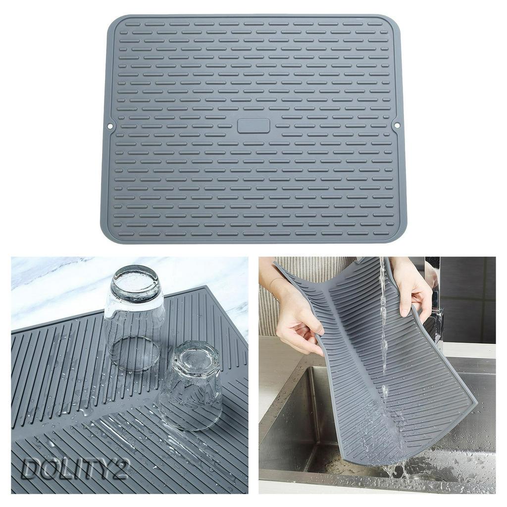 [Dolity2] 43x33.5cm Miếng Lót Silicon Phơi Khô Chén Dĩa Chịu Nhiệt Màu Xanh Lá