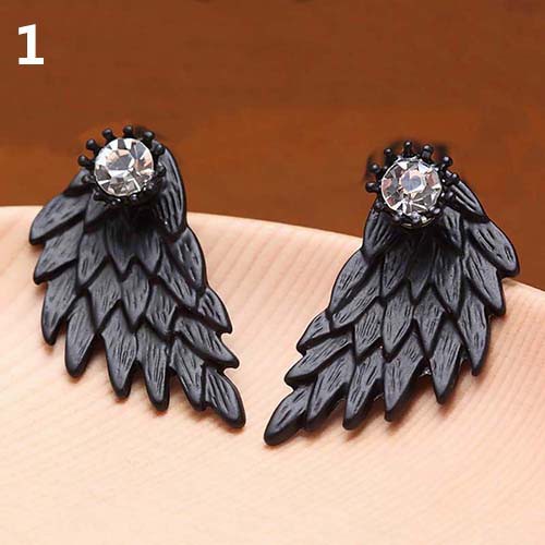 Bông tai hình đôi cánh thiên thần đính kim cương giả phong cách retro sang trọng