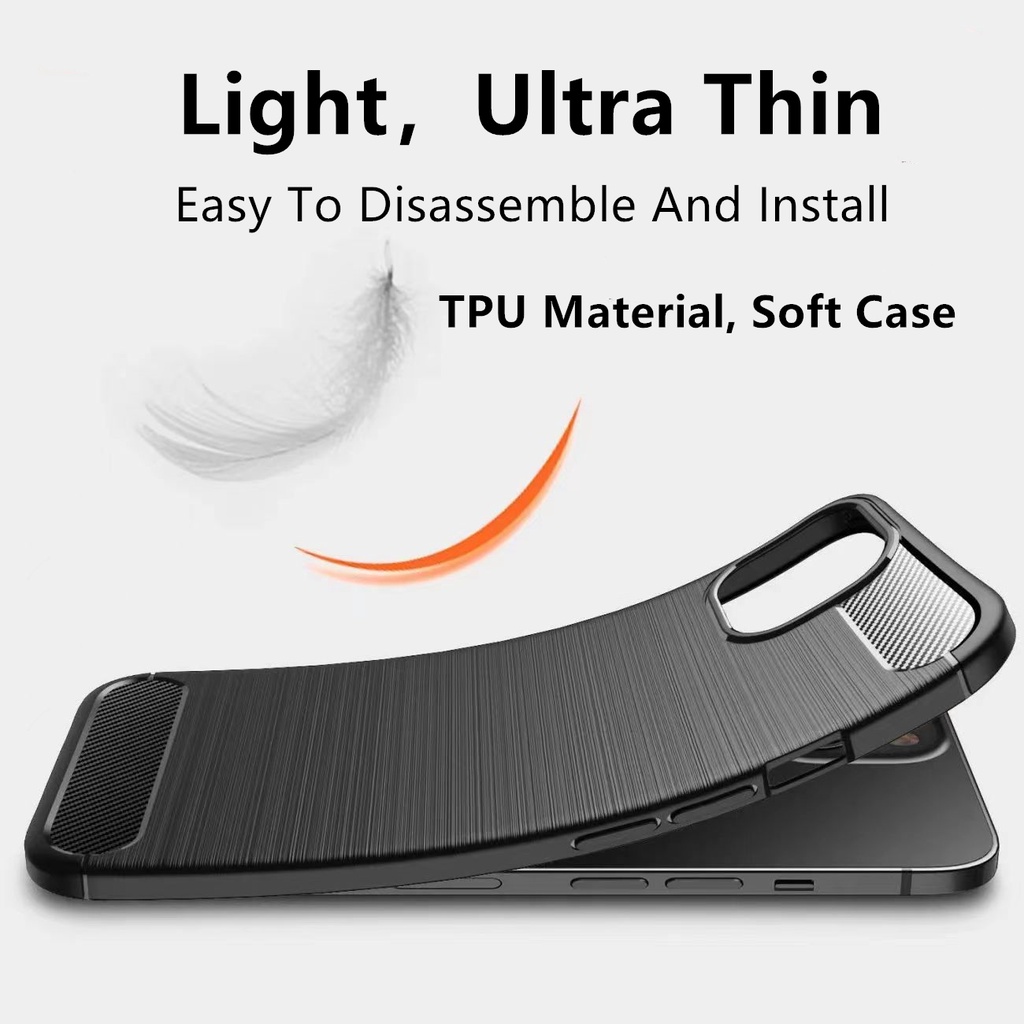 Ốp Điện Thoại Silicon Dẻo Họa Tiết Sợi Carbon Sang Trọng Chống Sốc Cho iPhone 14 13 Pro Max 14 Plus 11 12 Pro Max 14 Pro Max