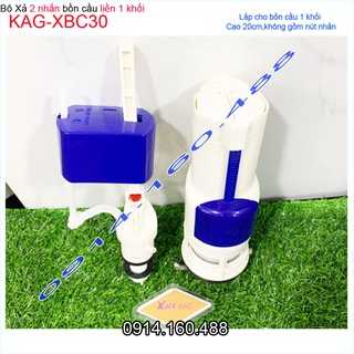 Bộ xả cầu khối 2 chế độ xả KAG-XBC30 trụ xả cao 20cm, bộ xả cầu liền khối 2 nhấn , Bộ xả cầu 1 khối 2 nút xả ấn êm xả mạ