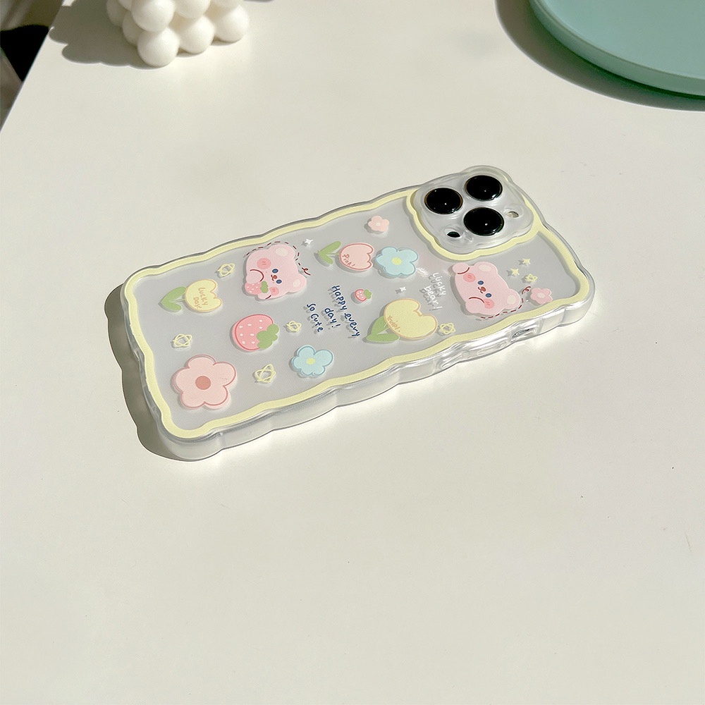 Ốp lưng iphone Cạnh Sóng Viền Vàng Lucky Bear 13promax/13pro/13/12promax/12pro/12/7plus/8plus/11/11promax/x/xs/xsmax/7/8