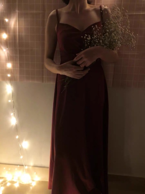 Váy đầm maxi 2 dây dáng dài xếp ly ngực cổ V bo chun lưng tiểu thư vintage boho nhiều màu