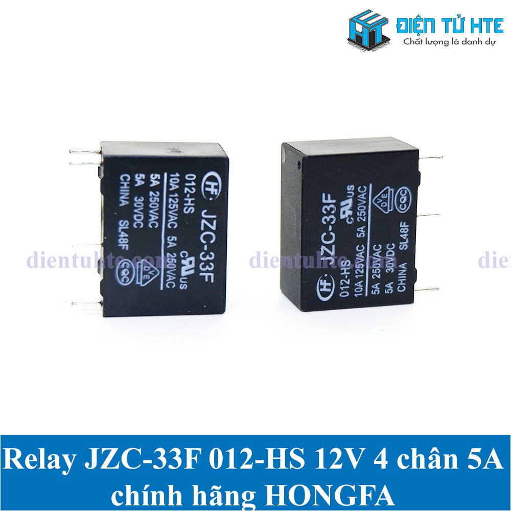 Relay JZC-33F 012-HS 12V 4 chân - tiếp điểm thường mở 5A - chính hãng HONGFA