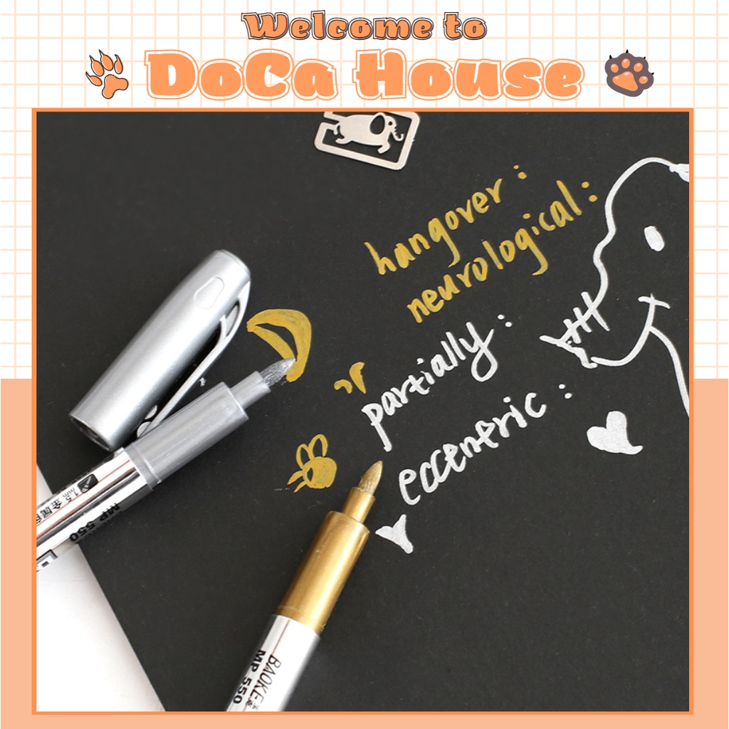 Bút nhũ màu vàng, bạc Baoke Melatic dùng viết sổ tay, buller journal, làm thiệp sinh nhật cực xinh yêu