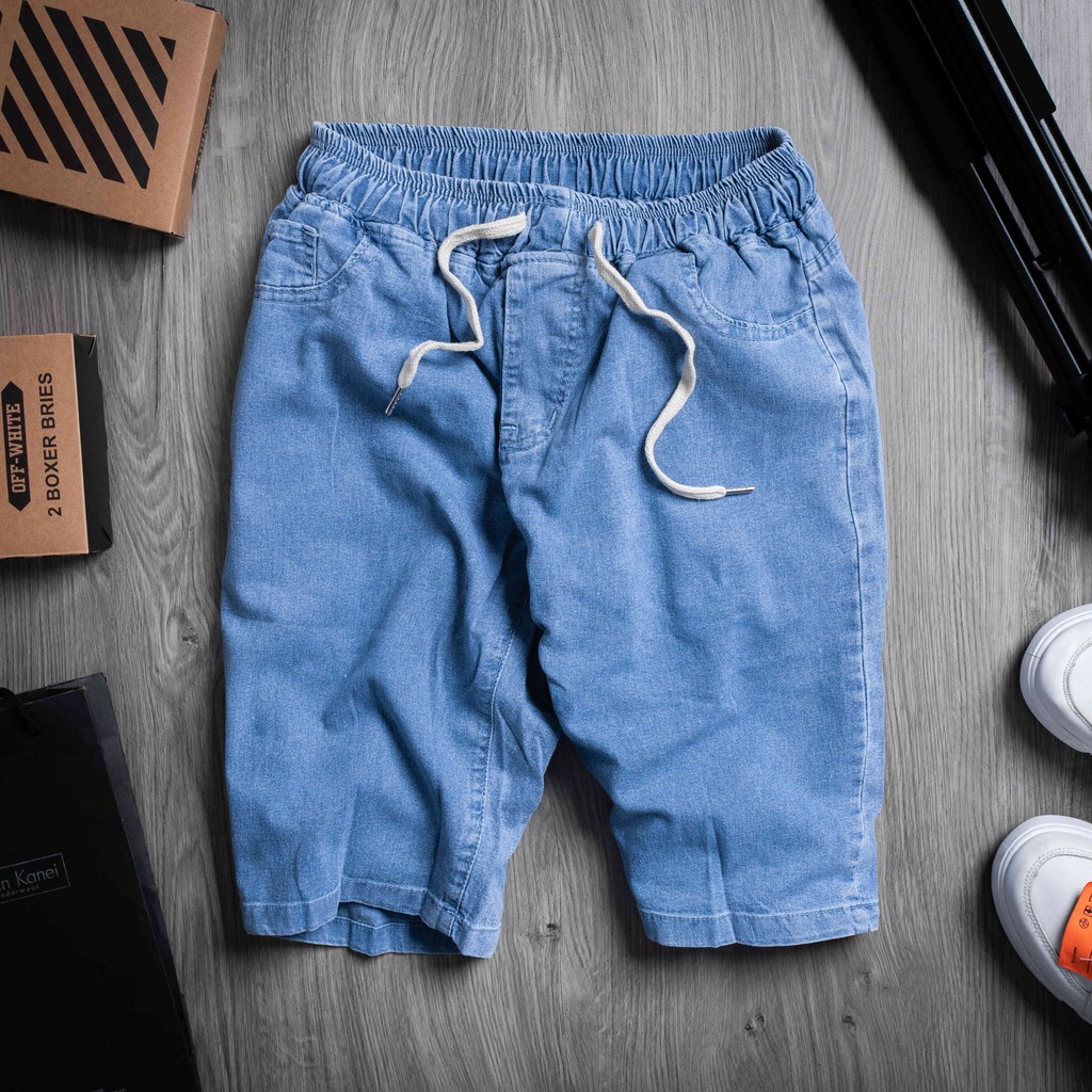 Quần short Jeans nam xanh wash sang DQ30