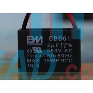 Tụ điện BM CBB61 2uF, 350 VAC vuông, dây cắm