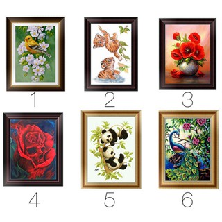 Bộ Tranh Đính Đá Tự Làm Họa Tiết Hoa / Gấu Trúc Xinh Xắn Kích Thước 30 * 40cm