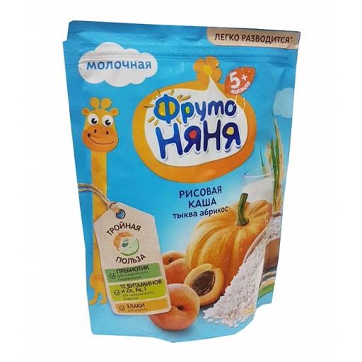 Bột ăn dặm Fruto bí đỏ, mơ, gạo, sữa cho trẻ trên 5 tháng tuổi