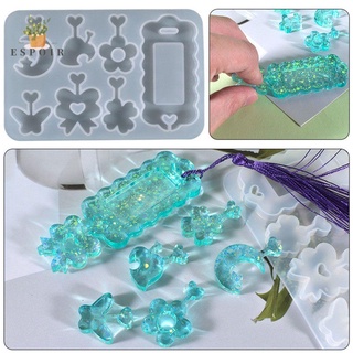 ESPOIR Art Tool Silicone Mold Gift For Hanging Jewelry Resin Epoxy Mould DIY 7 Cavity Handcraft Keychain Decoration Pendants Making