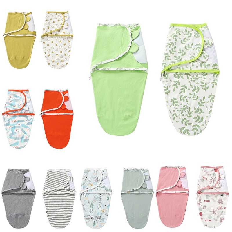 Set 2 Túi Ngủ Cotton Quấn Em Bé Sơ Sinh Có Thể Điều Chỉnh