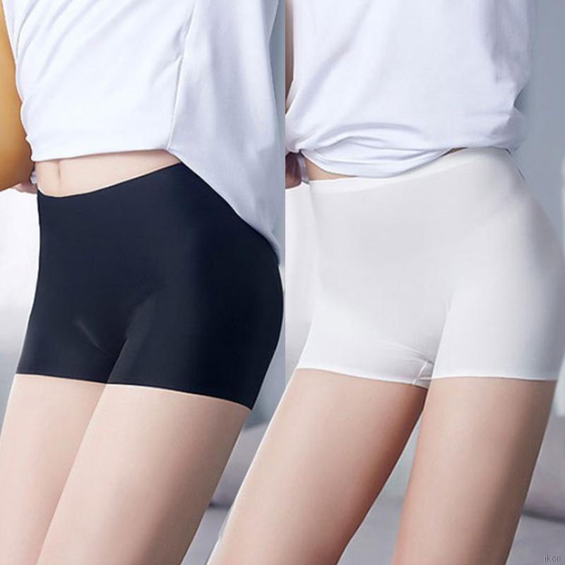 Quần Lót Boxer Vải Lụa Lạnh Không Đường May Độ Co Giãn Cao Dành Cho Nữ
