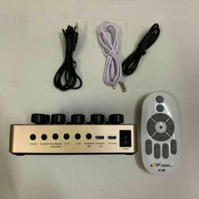 COMBO mic thu âm, livestream AT-100 + Sound card V10 bluetooth + full phụ kiện