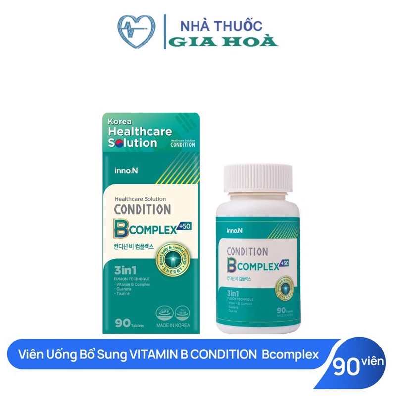 Viên uống Condition B Complex giúp bổ sung vitamin nhóm B, hỗ trợ cung cấp năng lượng, giảm mệt mỏi - Lọ 90 viên