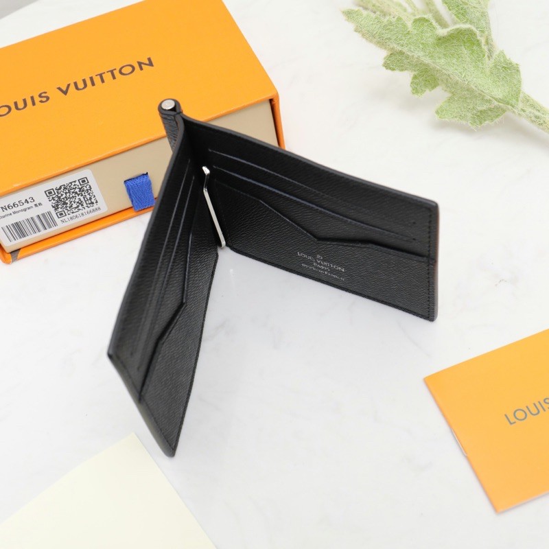 Ví mỏng dáng gập đựng thẻ cho nam Louis Vuitton LV da thật cao cấp