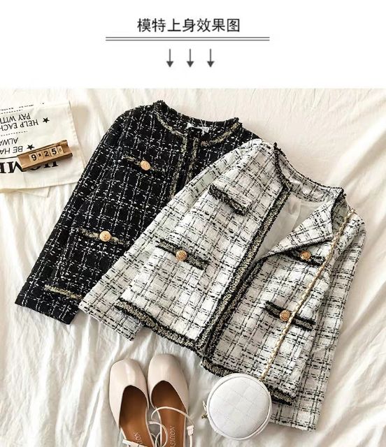 Áo dạ tweed khoác nhẹ nhàng sang chảnh