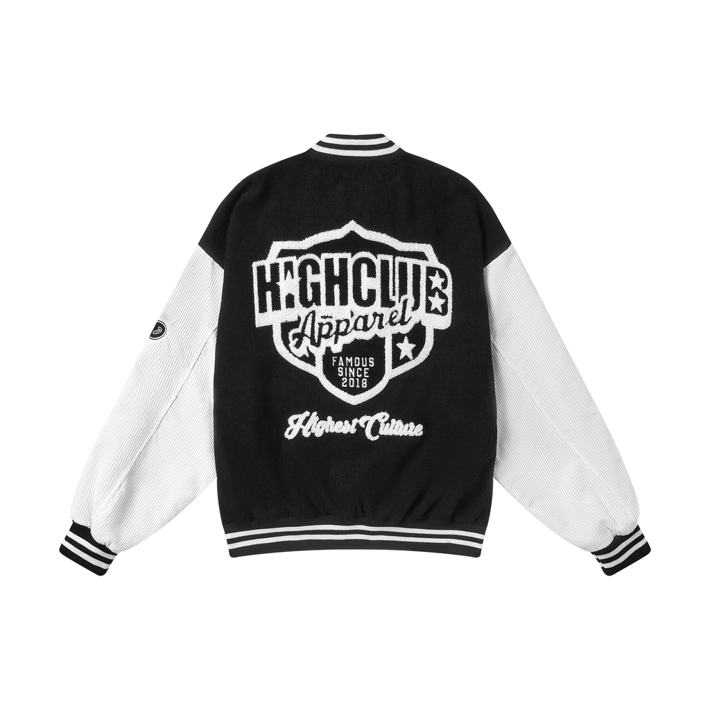 Áo Khoác BADGE Unisex Nam/Nữ Nhung Tăm Đen/Trắng - HIGHCLUB Brand Chính Hãng