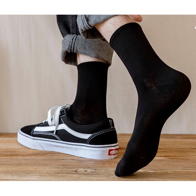 Vớ cotton Nữ trắng đen đơn giản kiểu truyền thống.