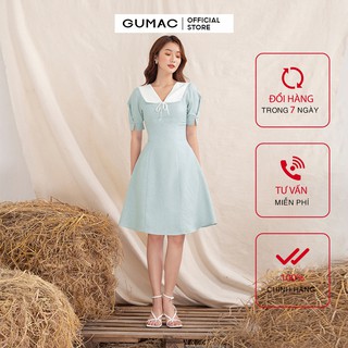 Đầm nữ cổ trắng đăng ten GUMAC DA1004