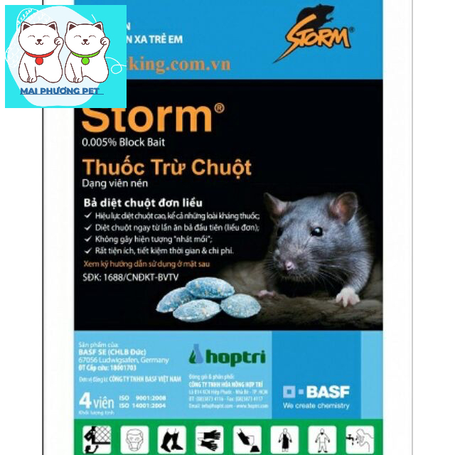 ￼[Mã PET20K giảm 20K đơn 250K] (Bán sỉ) Diệt Chuột Storm 1 gói 20viên CHỐNG ĐÔNG MÁU an toàn sinh học