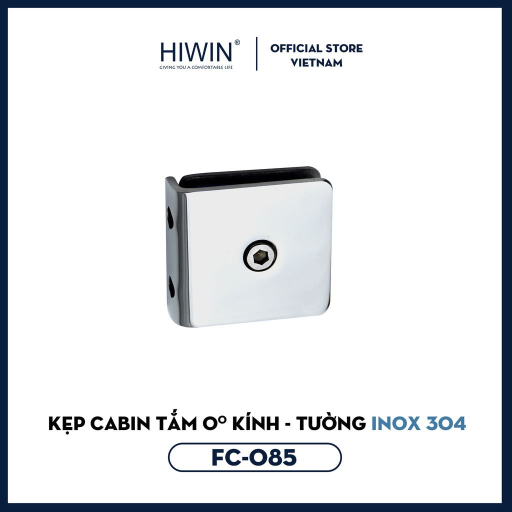 Kẹp cabin tắm 0 độ kính - tường cạnh thẳng bo góc Hiwin FC-085 mặt gương