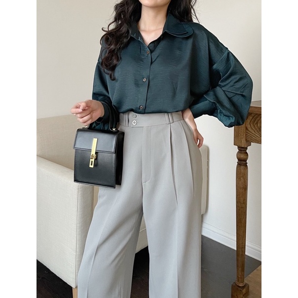 YU CHERRY | Quần nữ suông cập vừa, thiết kế cách điệu 2 nút Ali Pants 1 YQ025