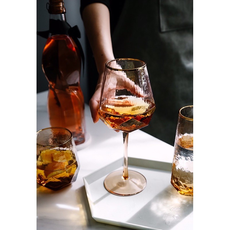 Ly rượu vang champagne gold viền vang sang chảnh