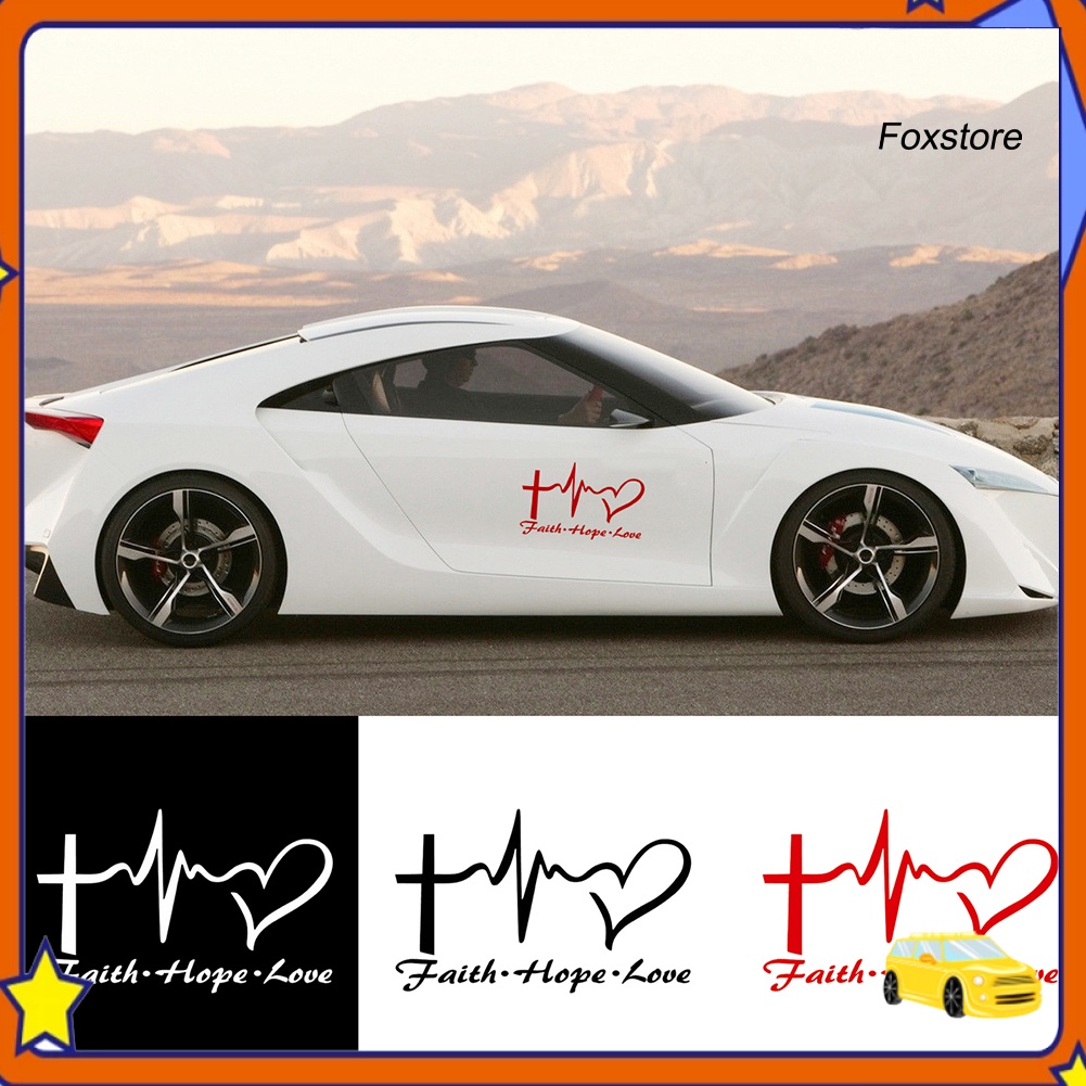 Đề can dán trang trí xe ô tô hình chúa Jesus HOPE Love FAITH 14.6CM X 9CM