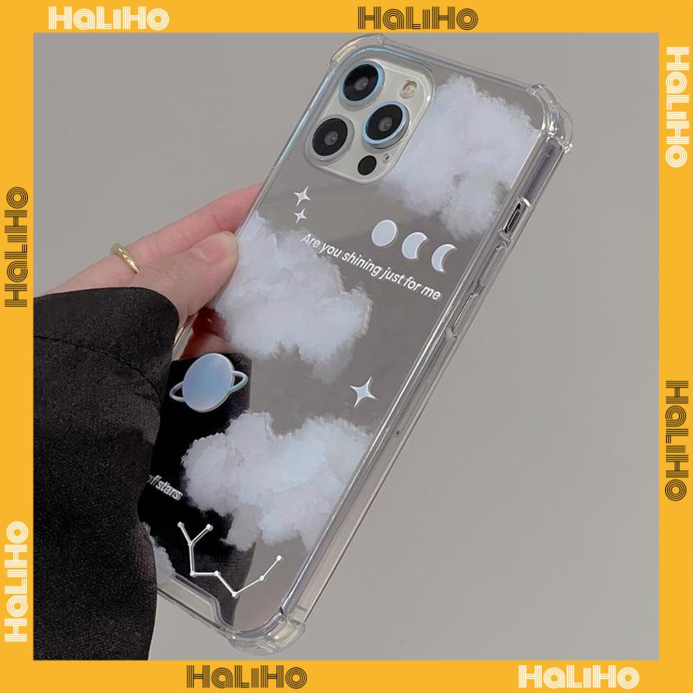iPhone Case Acrylic HD Mirror Airbag Shockproof Protection Camera Cloud Moon Planet Starry Sky Compatible For iPhone 11 iPhone 13 Pro Max iPhone 12 Pro Max iPhone 7 Plus iPhone xr