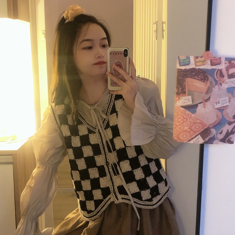 Áo Len Dệt Kim Không Tay Thiết Kế Đơn Giản Dễ Phối Đồ