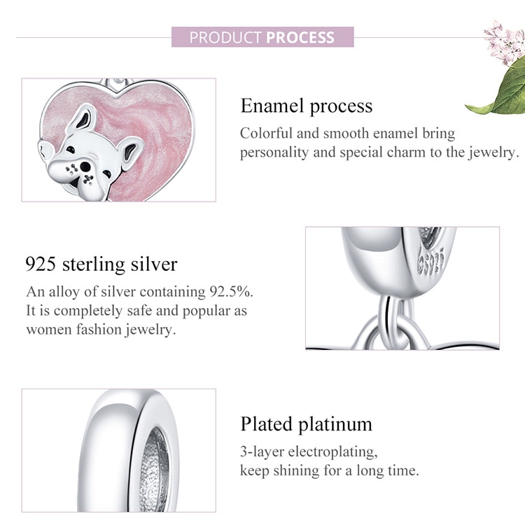 BAMOER Mặt Vòng cổ/Vòng Tay/Vòng cổ Hình Chú Cún Bằng Bạc 925 BSC360