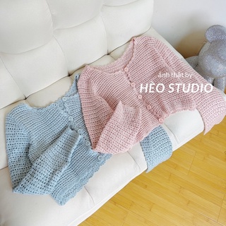 Áo Len Croptop Đan Lưới Hèo Studio (Ảnh Thật + Video)