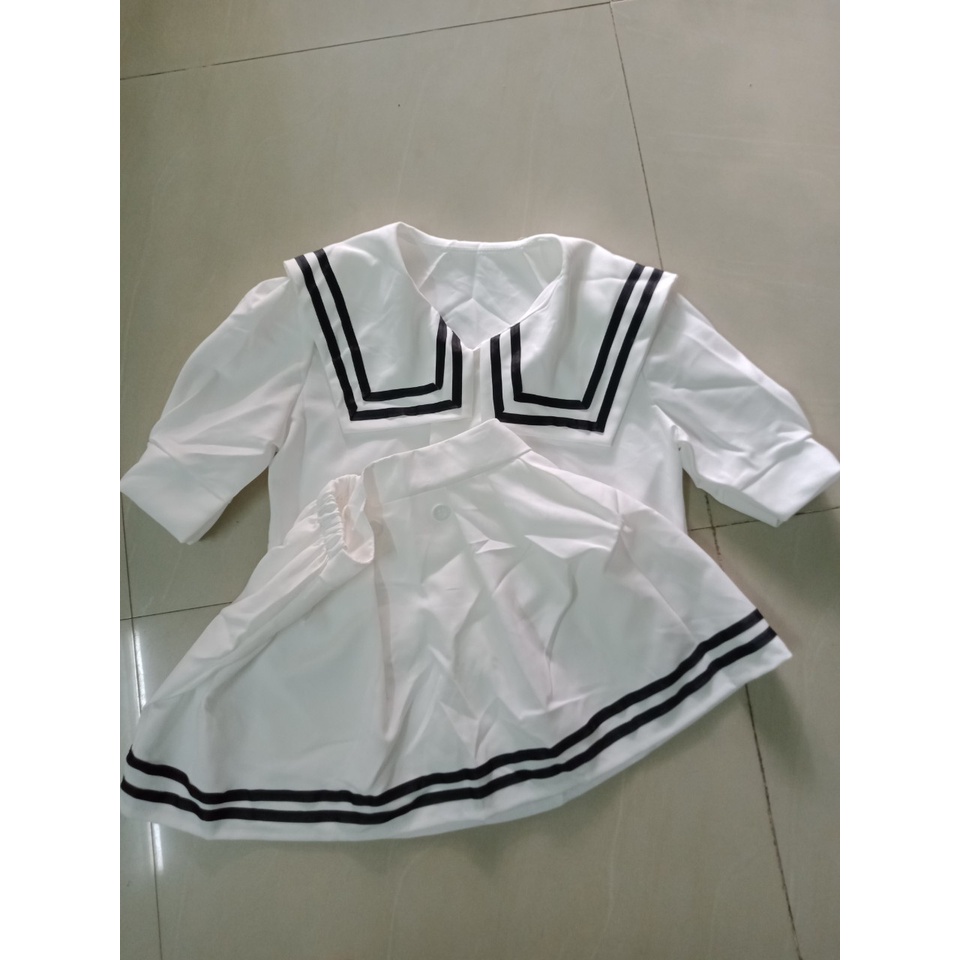 Set áo croptop tay ngắn + chân váy xòe thuỷ thủ siêu cưng - TM25 | BigBuy360 - bigbuy360.vn