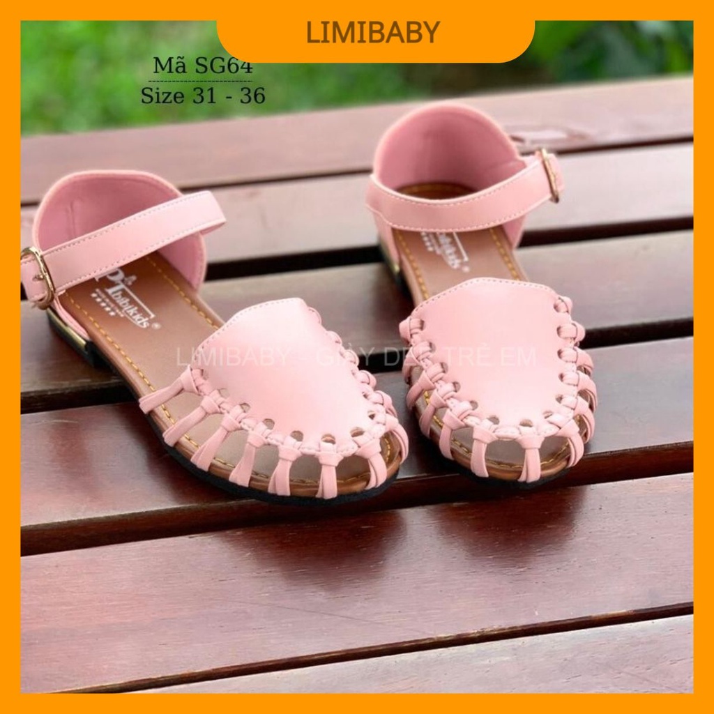 Sandal bé gái hồng BIBIKIDS rọ bít mũi màu hồng kiểu dáng búp bê duyên dáng phong cách Hàn Quốc 6 - 12 tuổi SG64