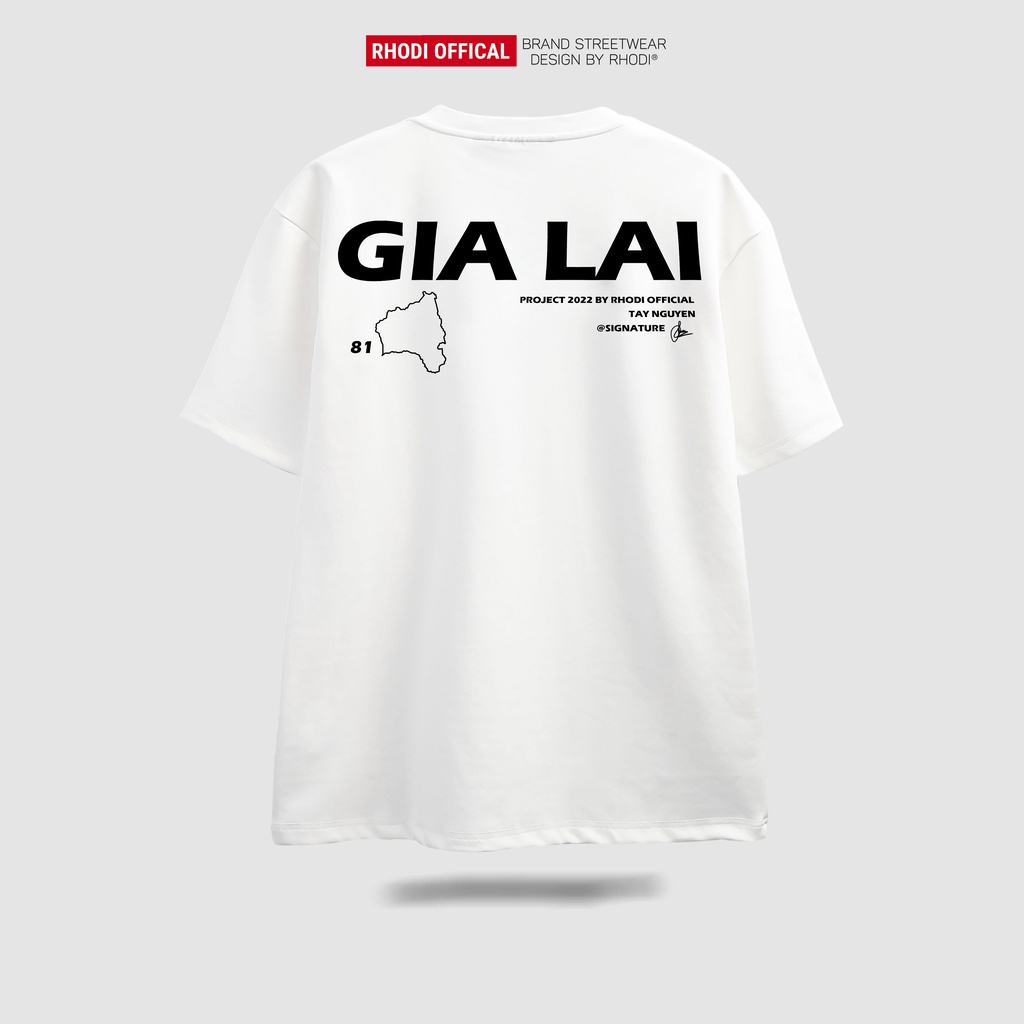 Áo thun local brand RHODI phông cổ tròn tay lỡ unisex nam nữ thế hệ genz Text Gia Lai