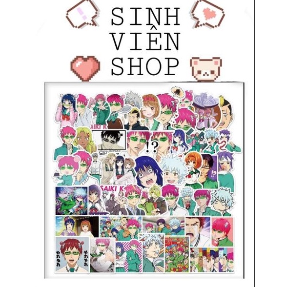 Stickers anime Saiki Kusuo no Ψ-nan(The Disastrous Life of Saiki K.) 50 miếng hài hước
