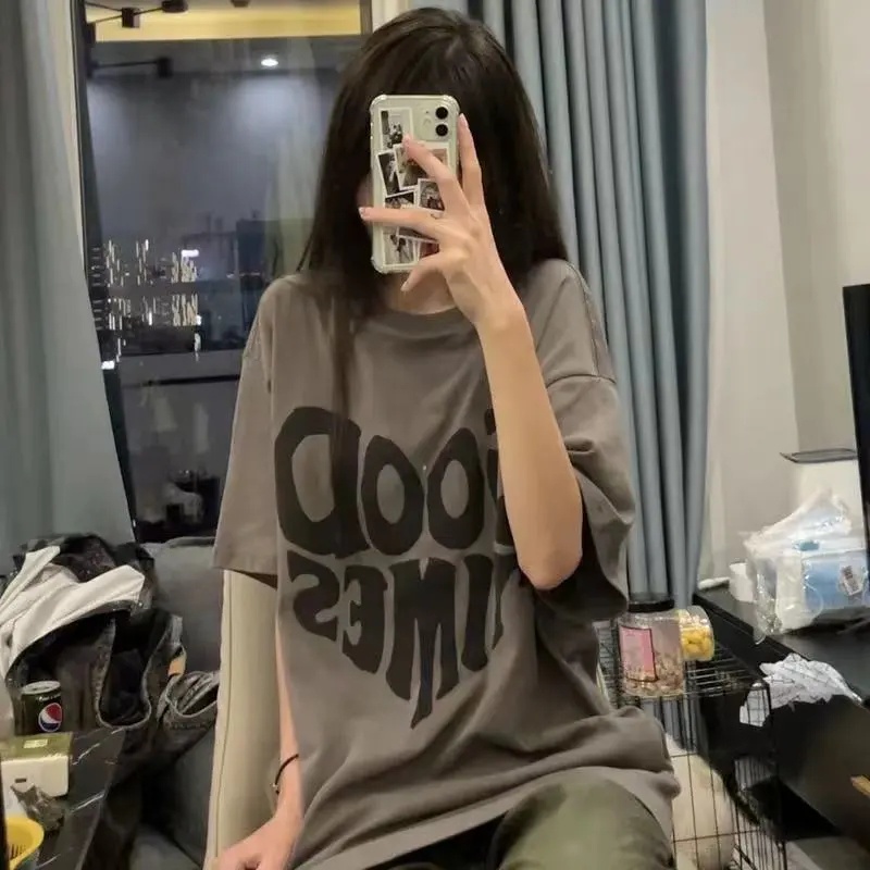 Áo Thun Tay Ngắn Dáng Rộng Phong Cách Hàn Quốc Thời Trang Mùa Hè Cho Nữ 2XL