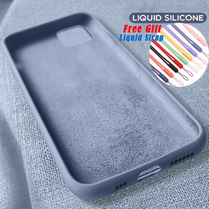 Liquid Silicone Casing iPhone 11 Pro Max【With Liquid Strap】Soft Candy Color TPU Cover Case