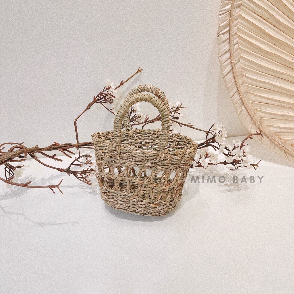 Túi cói mini phong cách hàn quốc đáng yêu cho bé gái Mimo baby TC06