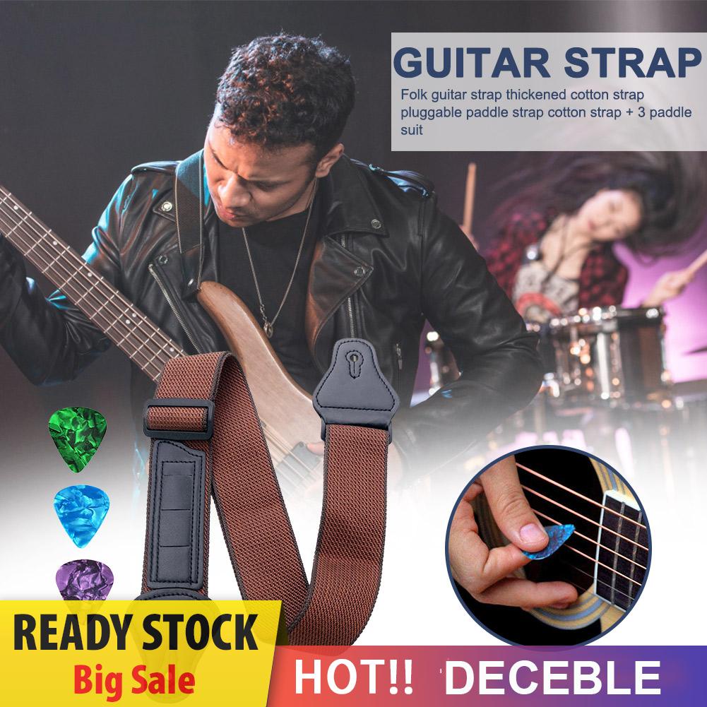 Dây Đeo Đàn Guitar Điện / Acoustic Kèm 3 Miếng Gảy Đàn