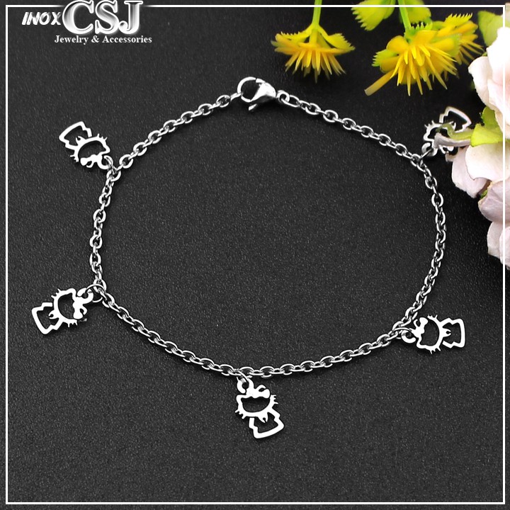 Lắc tay nữ gắn hình mèo kitty nhỏ xinh