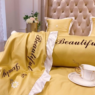 Bộ chăn ga Lụa cúc hoạ mi set 7 món