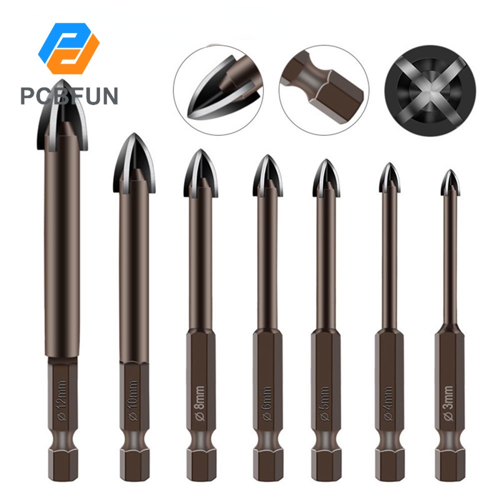 Set 7 mũi khoan gỗ PCBFUN 1/4'' chất lượng cao