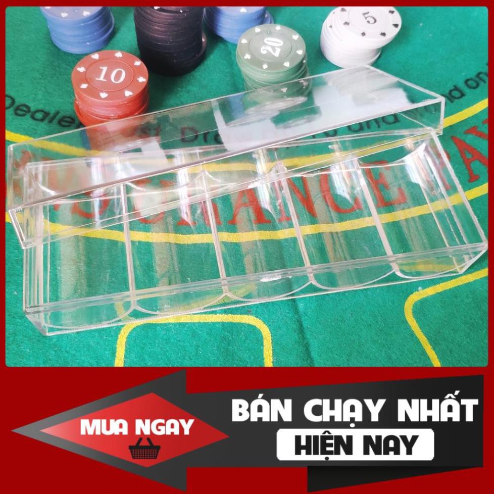 Bộ 100 chip poker có số ( phỉnh poker ) chất nhựa ABS cao cấp hình in sắc nét, có khay nhựa tặng kèm