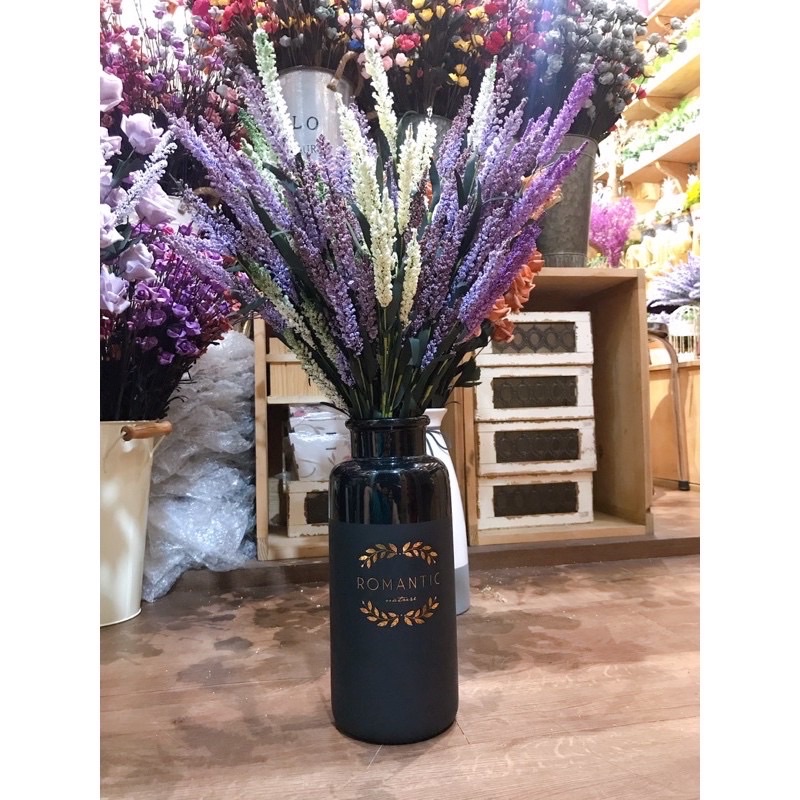 Hoa giả hoa lụa - cành hoa lavender tông màu vintage