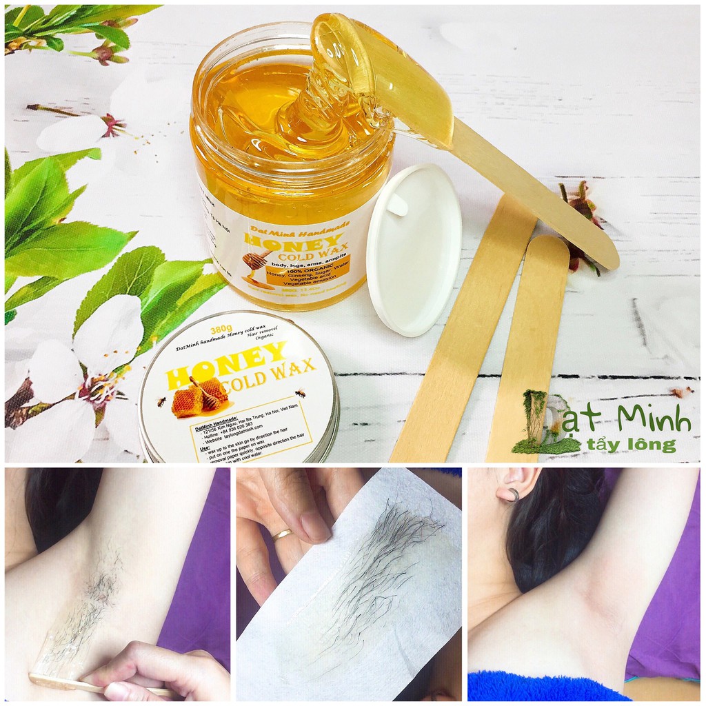 COMBO WAX TRIỆT LÔNG MẬT ONG TỰ NHIÊN, Đạt Minh Honey Cold Wax 380G, wax tẩy lông tận gốc hàng chính hãng.