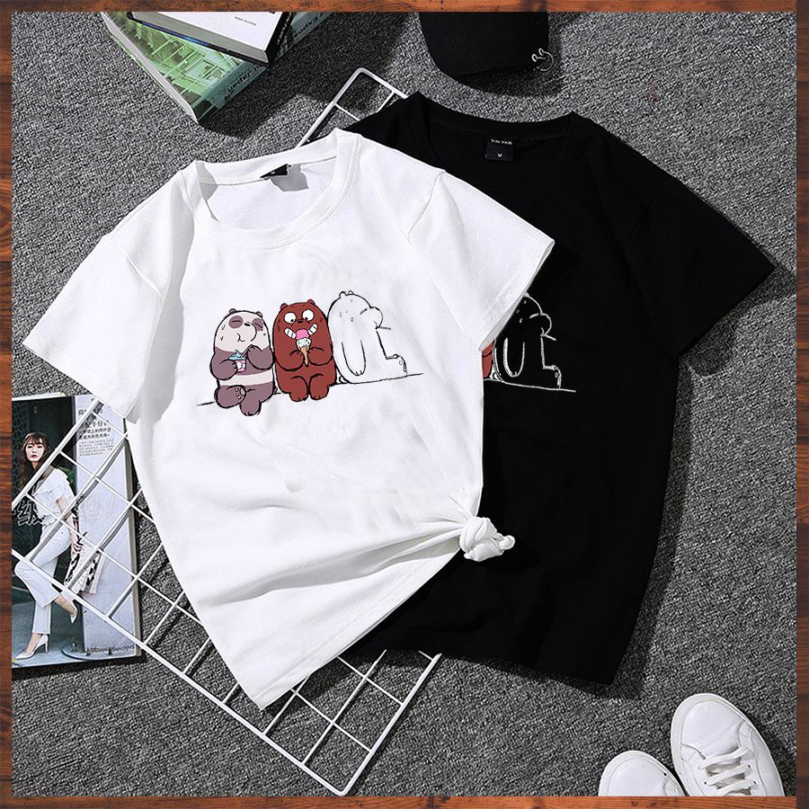 Áo thun nữ form rộng tay lỡ 3 chú gấu dễ thương vải dày mịn 2020TN1034