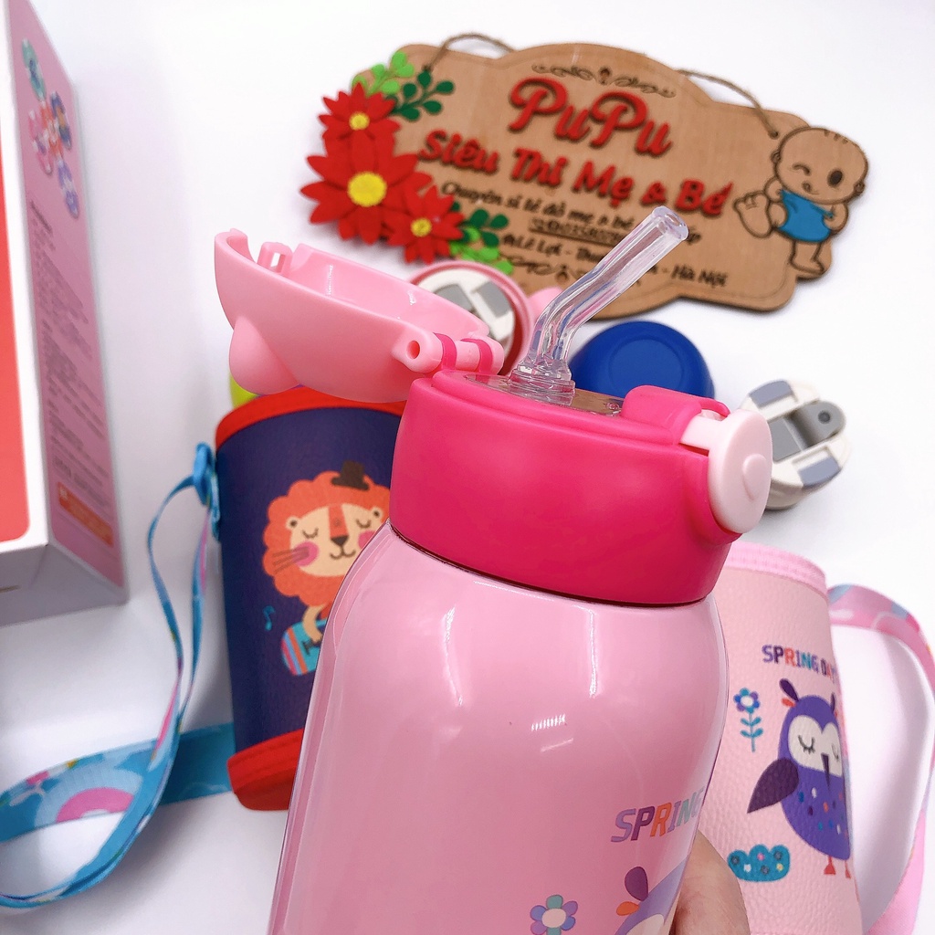 Bình Giữ Nhiệt Chính hãng Love Baby có kèm cốc và ống hút nước cho bé