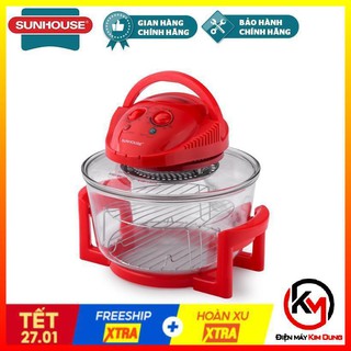 Lò nướng thuỷ tinh, nồi nướng thuỷ tinh 12 lít sunhouse sh416 đỏ hàng chính hãng